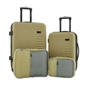 Wholesale - 4pc KENSIE OLIVE GREEN ROLLING LUGGAGE SET C/P 1, UPC: 015272807295